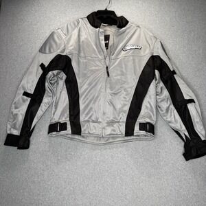 Men's First Gear Hypertex SAFE Silver/Black Padded Motorcycle Jacket Size Large